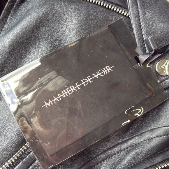 Manière De Voir Vegan Leather Biker Corset Black Size 2 Nwt - Picture 8 of 10